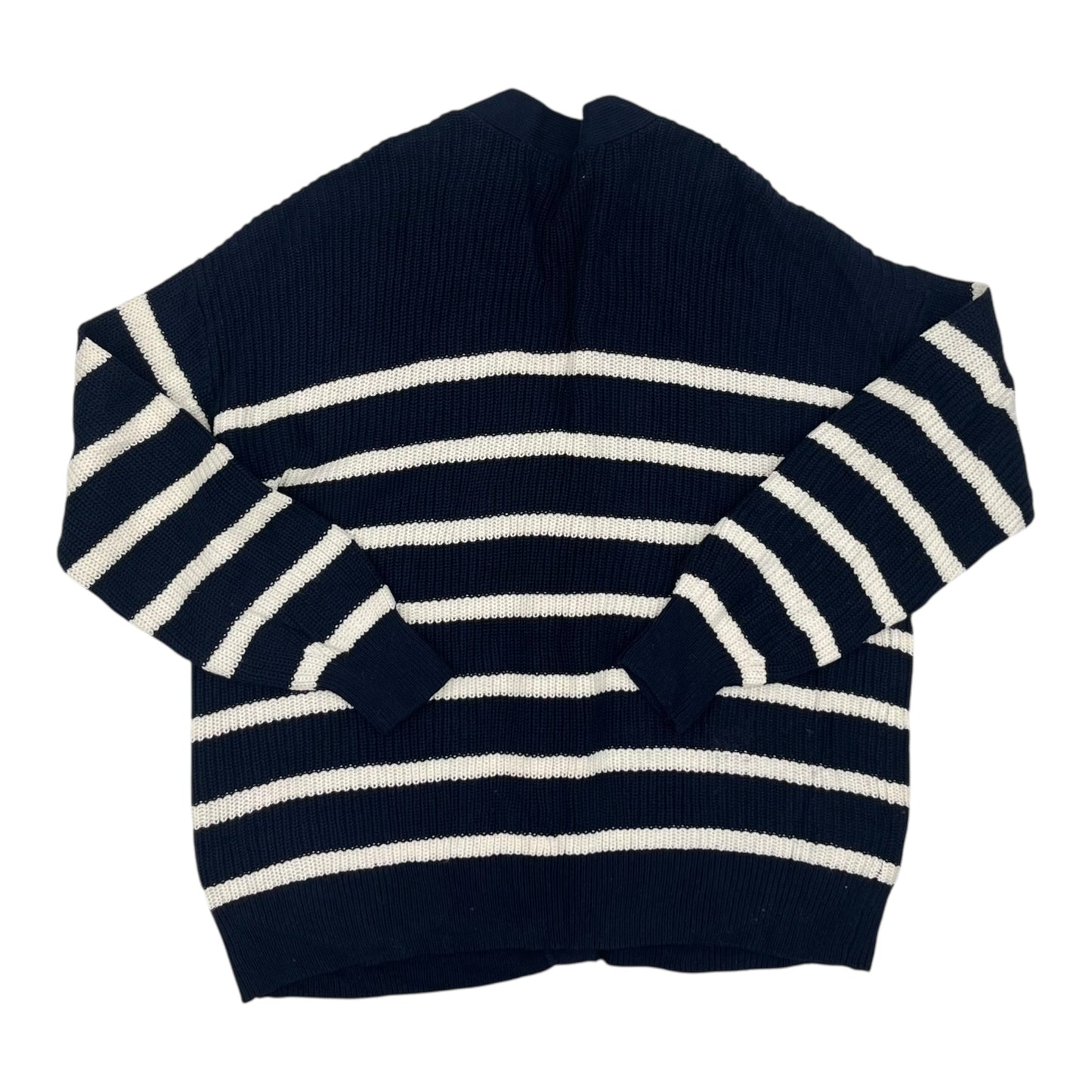 Sweater Cardigan By Loft In Blue & Cream, Size:Xl