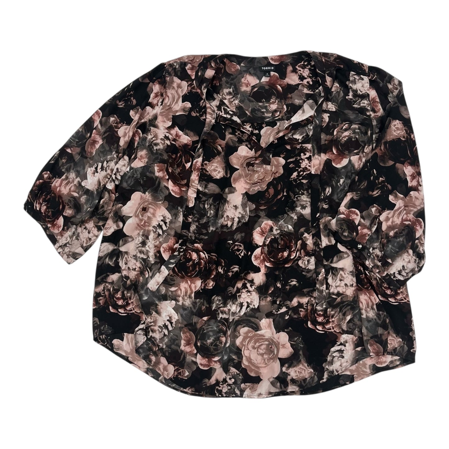 Blouse Ls By Torrid In Black & Pink, Size:4X