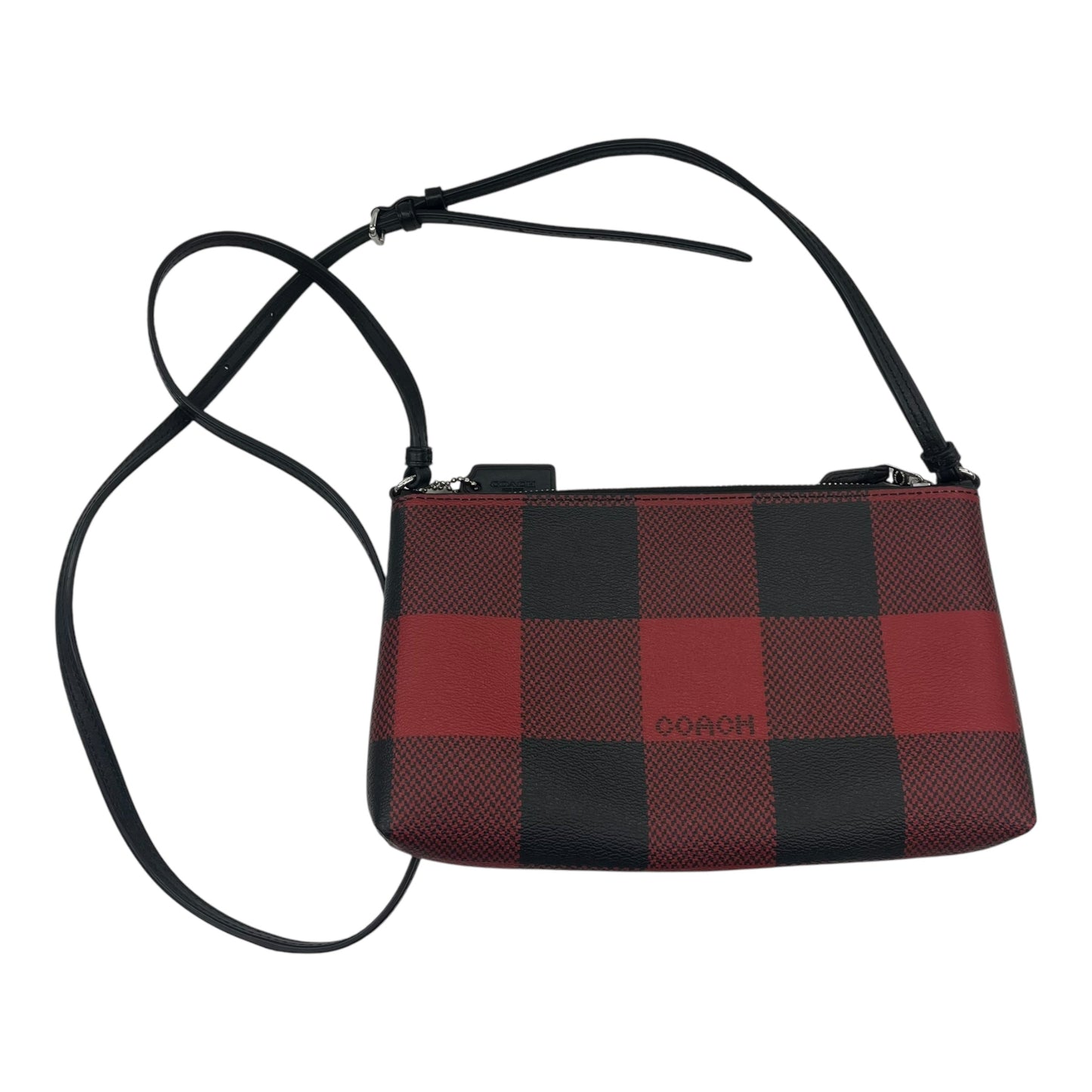 Crossbody Designer By Coach In Black & Red, Size:Small