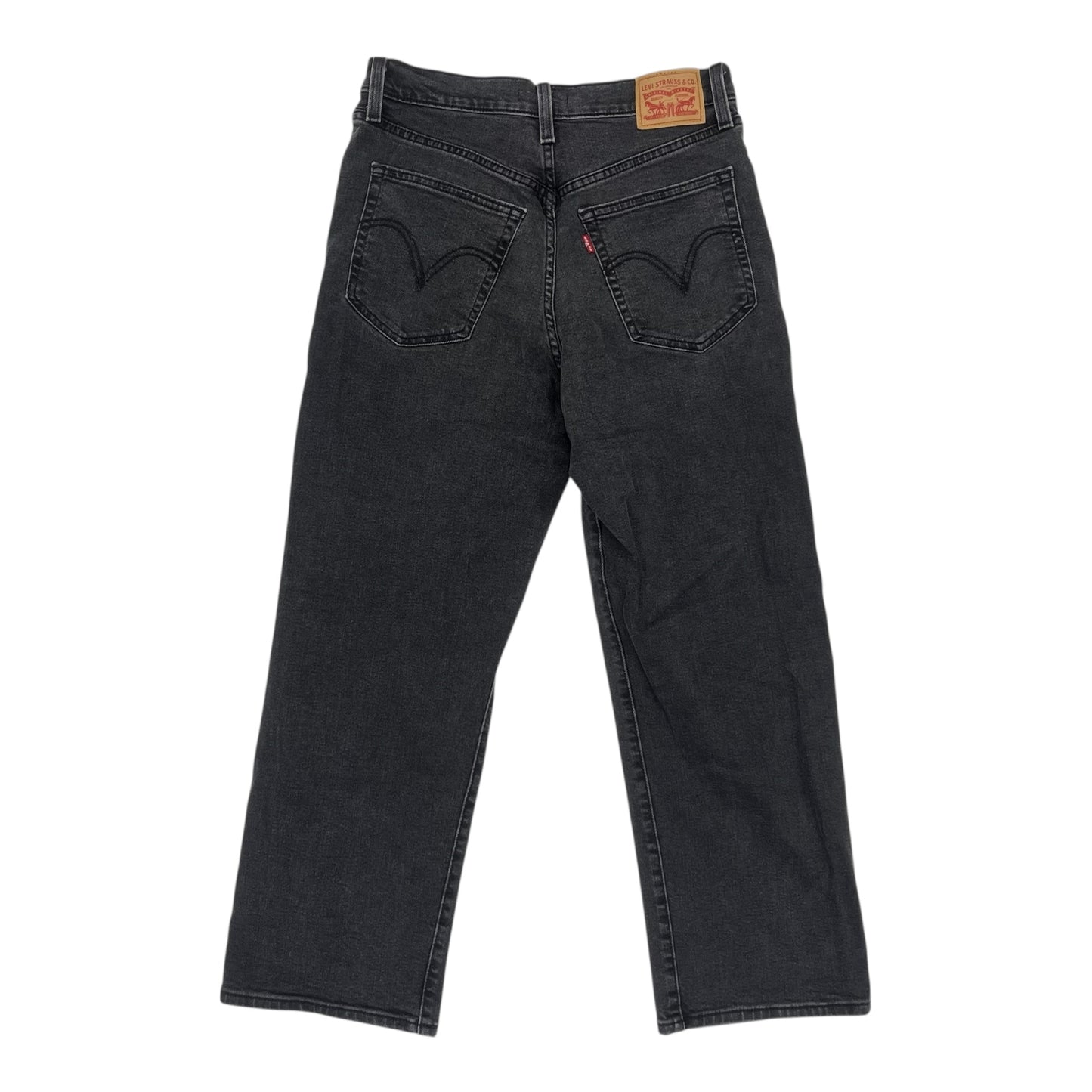Jeans Straight By Levis In Black Denim, Size:10