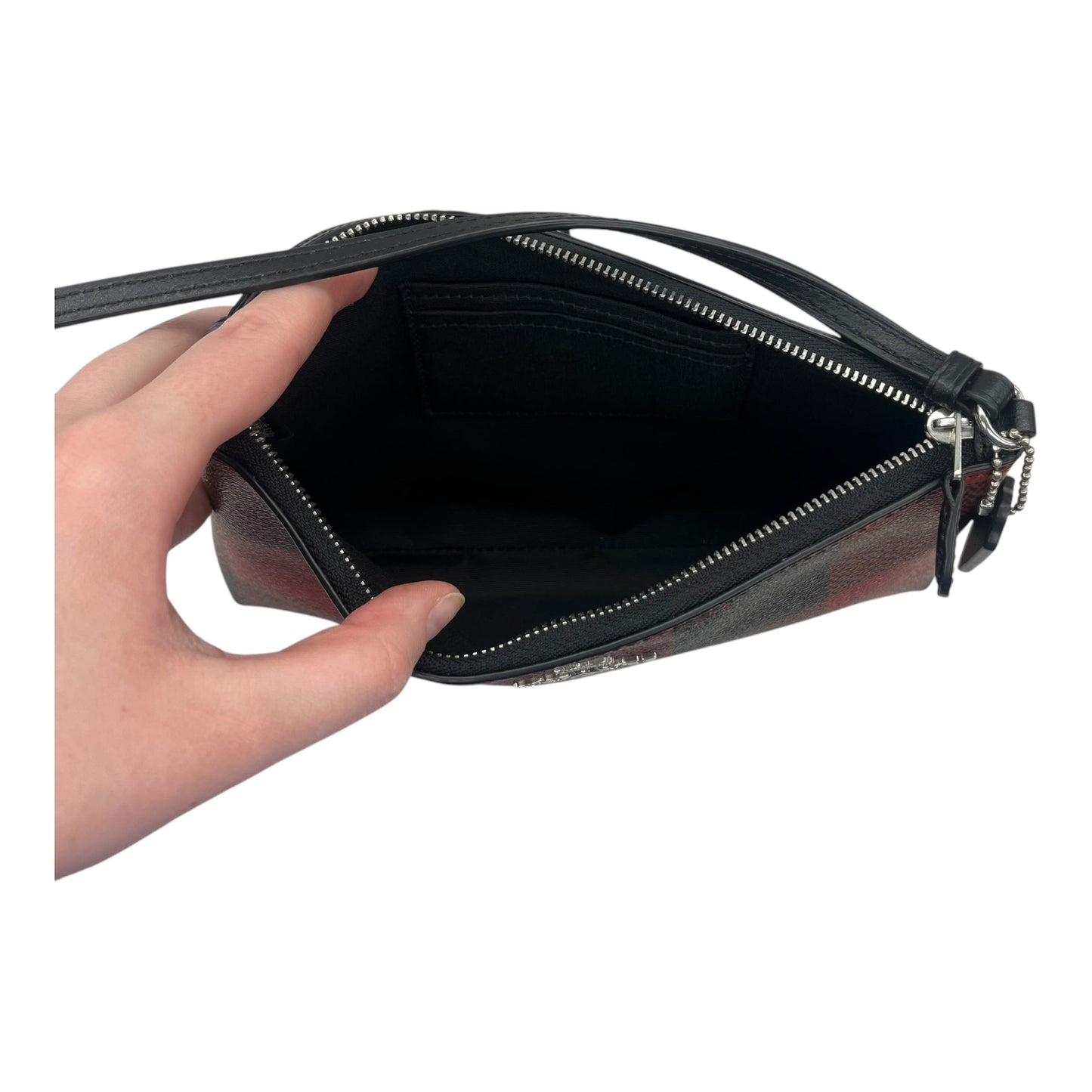 Crossbody Designer By Coach In Black & Red, Size:Small