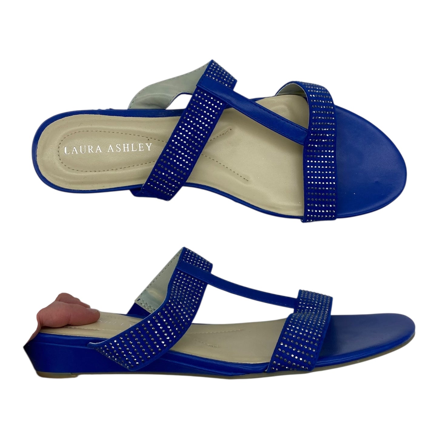 Sandals Heels Wedge By Laura Ashley In Blue, Size:10