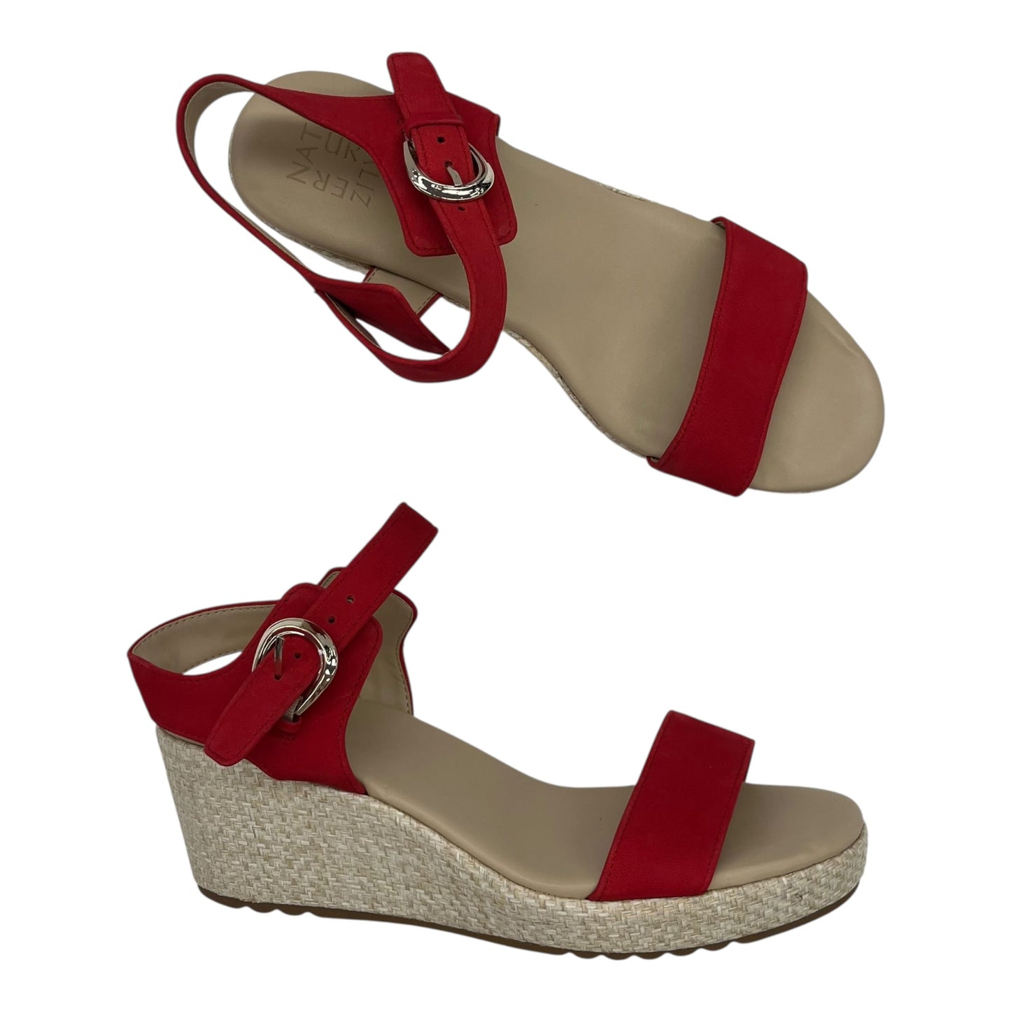 Sandals Heels Wedge By Clothes Mentor In Red, Size:12