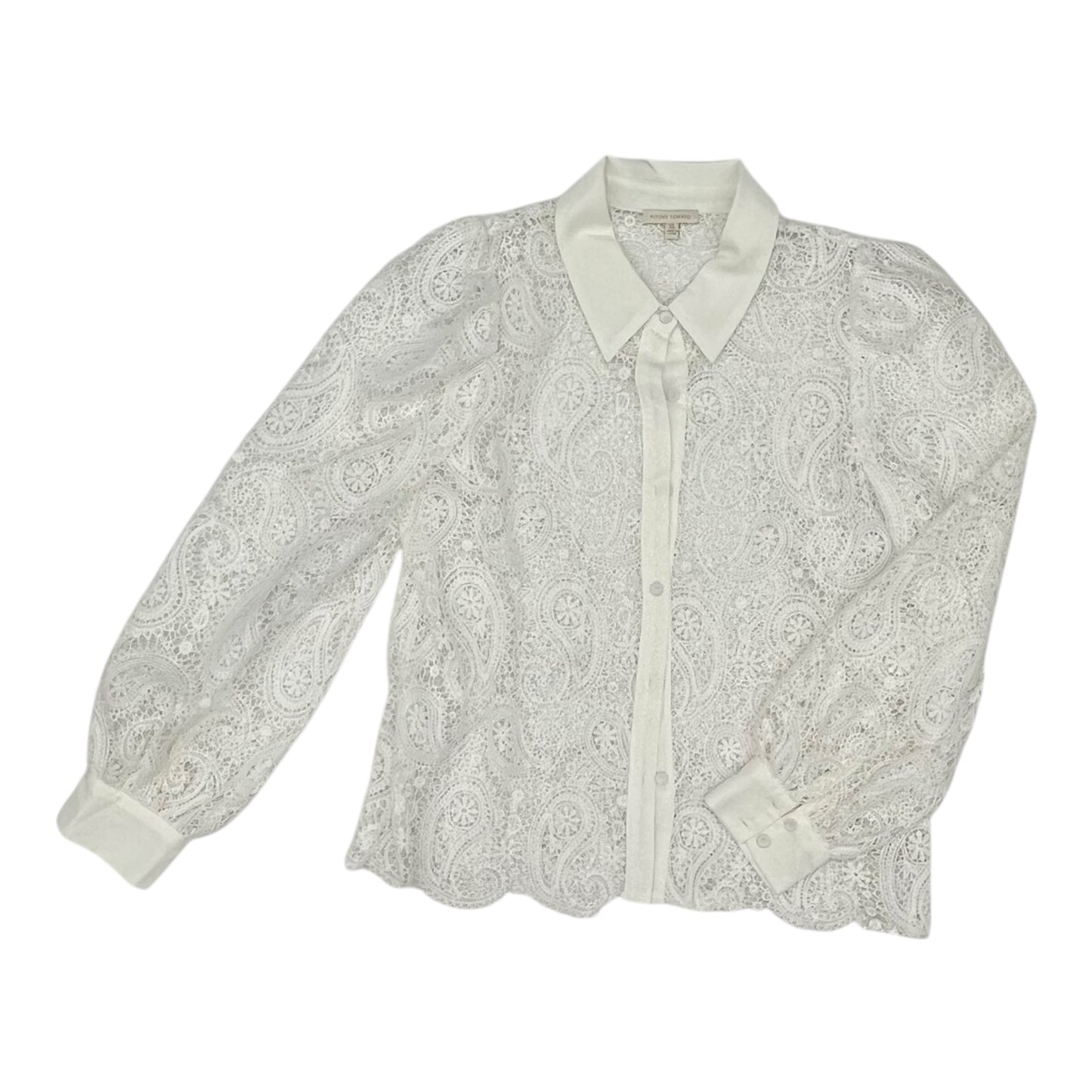 Blouse Ls By Flying Tomato In White, Size:Xl