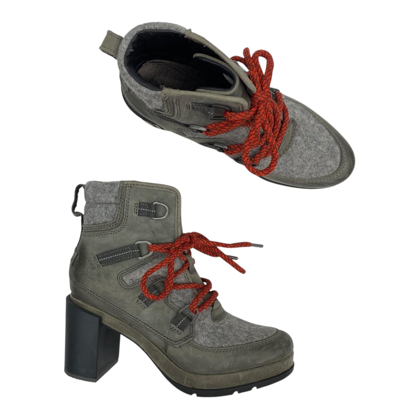 Boots Ankle Heels By Sorel In Grey, Size:7.5