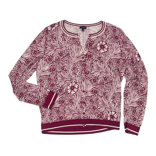 Cardigan By Talbots In Pink & White, Size:L