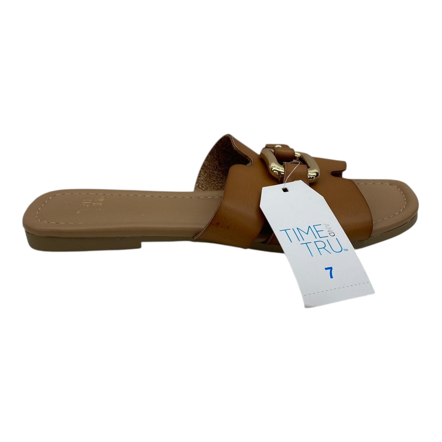 Sandals Flats By Time And Tru In Brown, Size:7