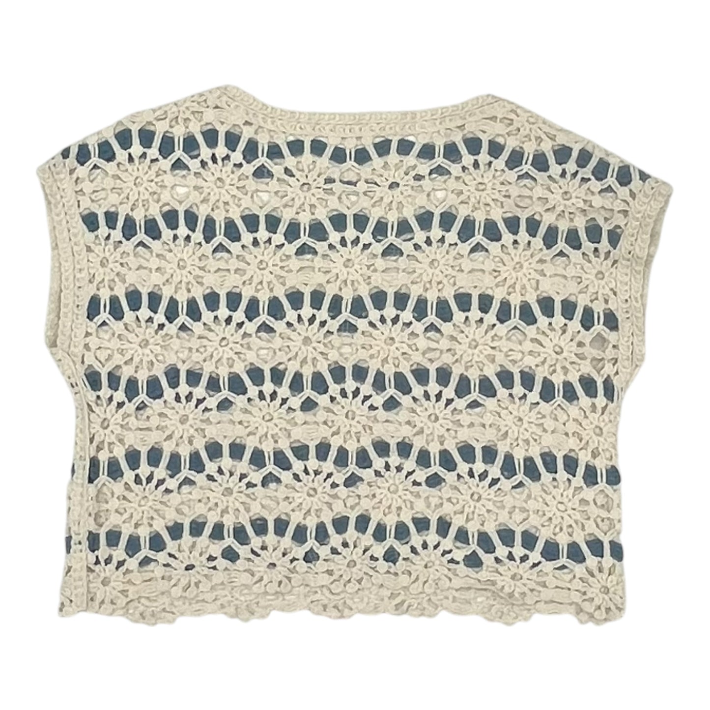 Vest Sweater By Solitaire In Blue & Cream, Size:M