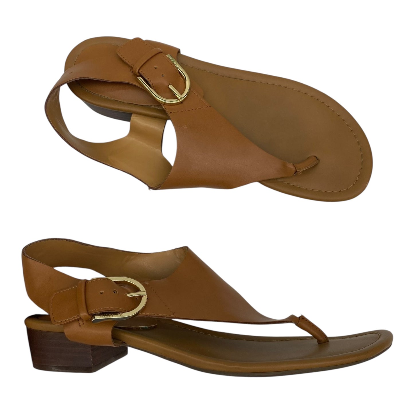 Sandals Heels Block By Tommy Hilfiger In Brown, Size:9.5
