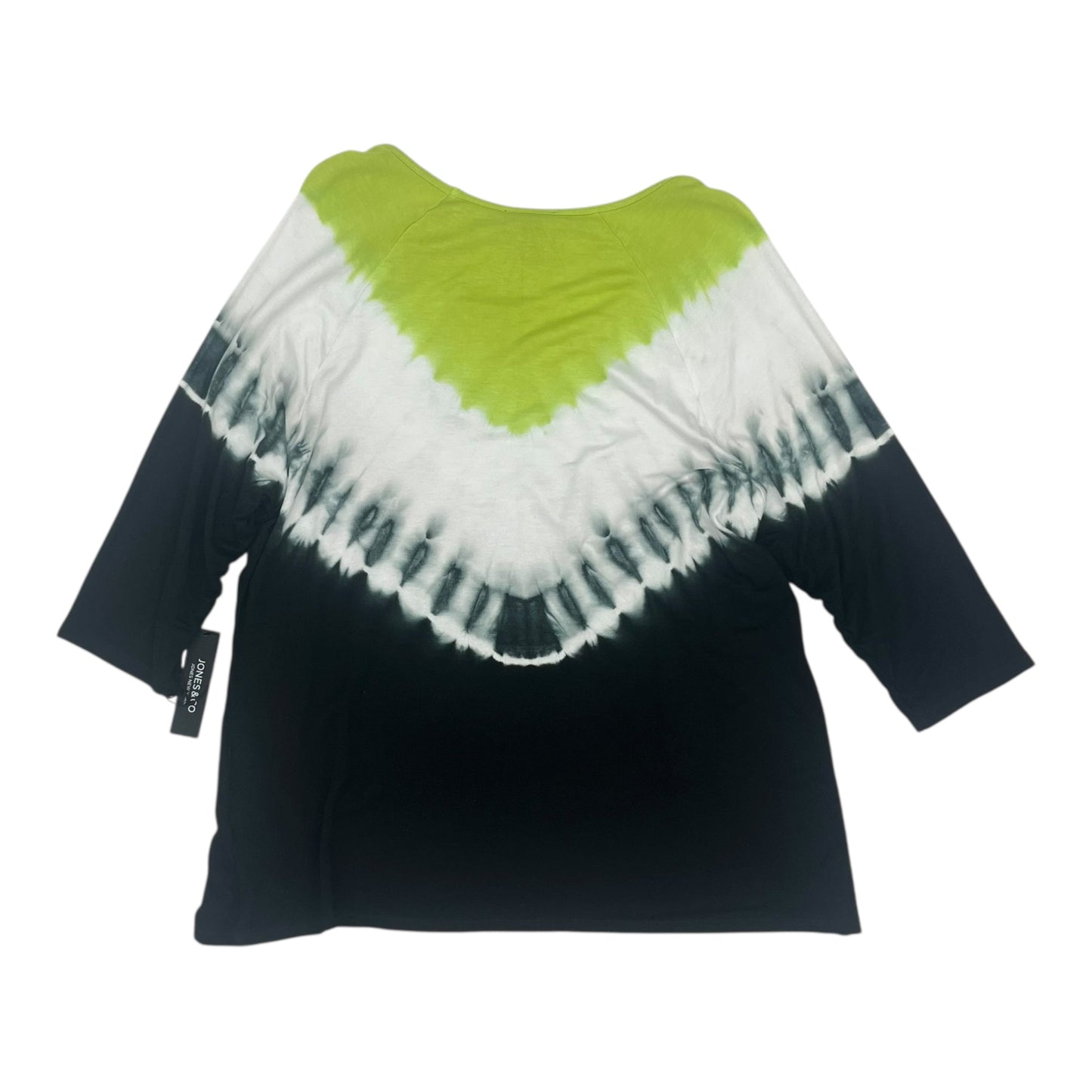 Blouse 3/4 Sleeve By Jones And Co In Black & Green, Size:1X