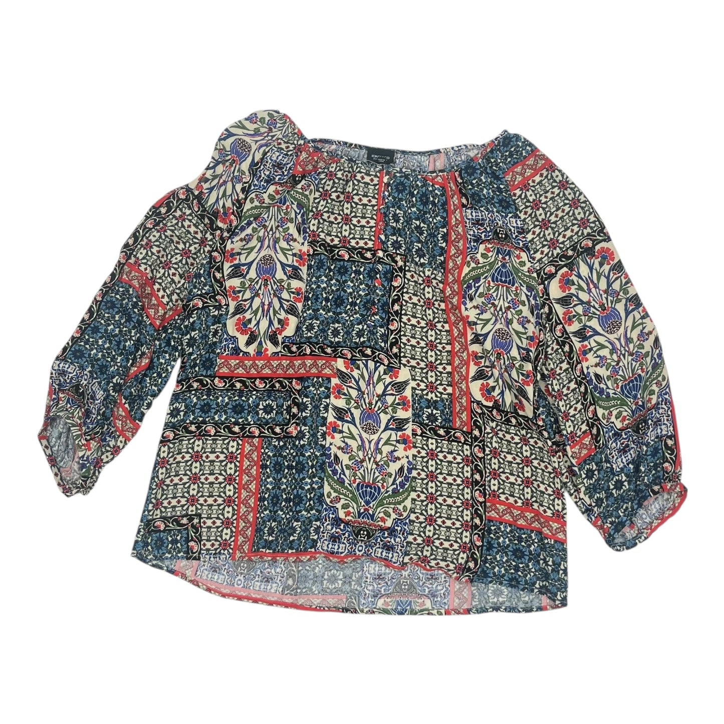 Blouse 3/4 Sleeve By Jones And Co In Multi, Size:1X