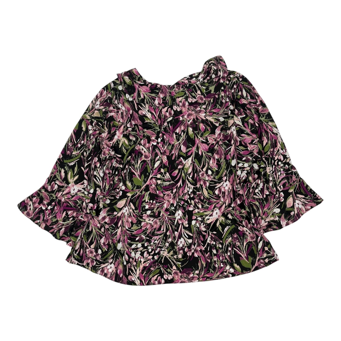 Blouse 3/4 Sleeve By Investments In Black & Purple, Size:3X