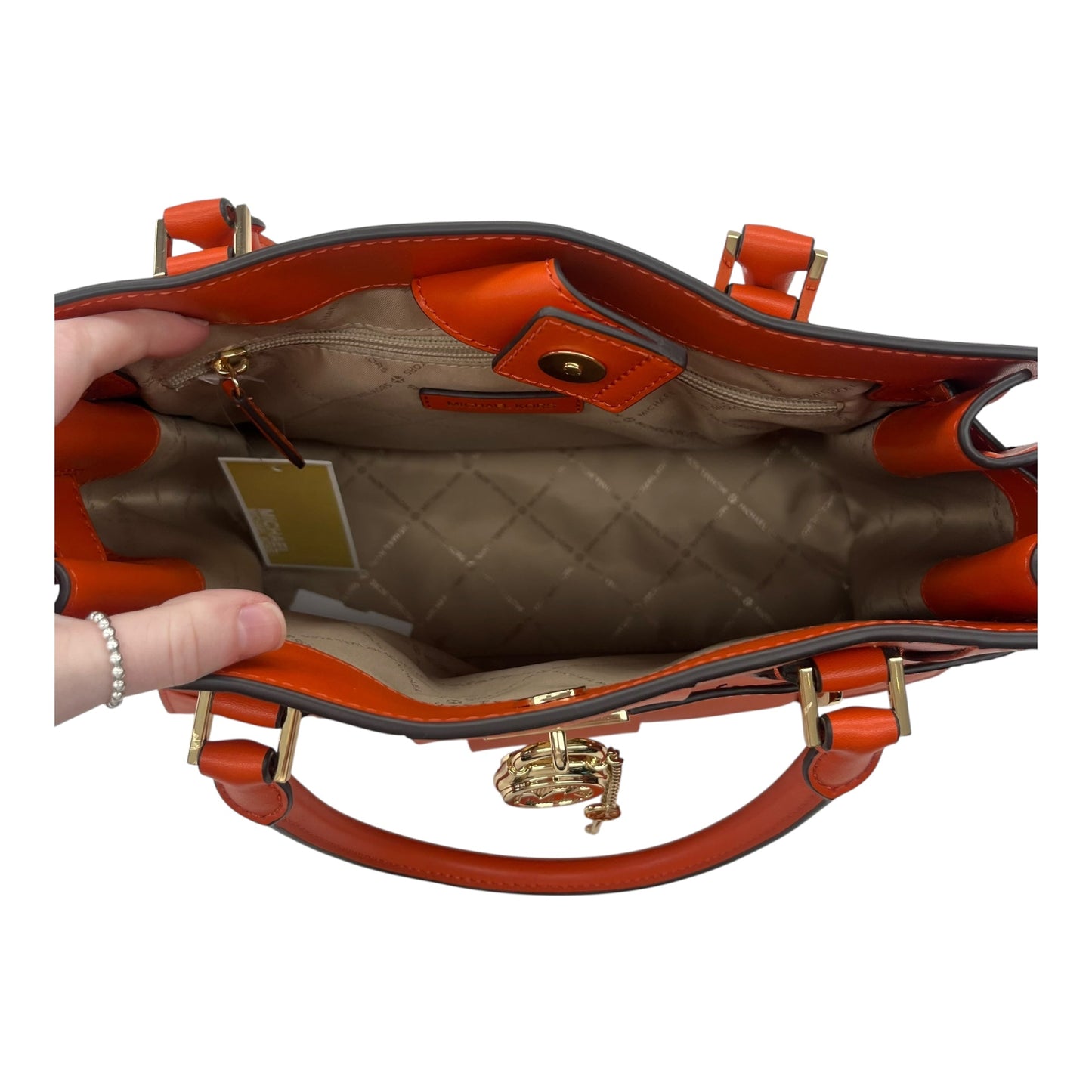 Handbag Designer By Michael Kors In Orange, Size:Medium