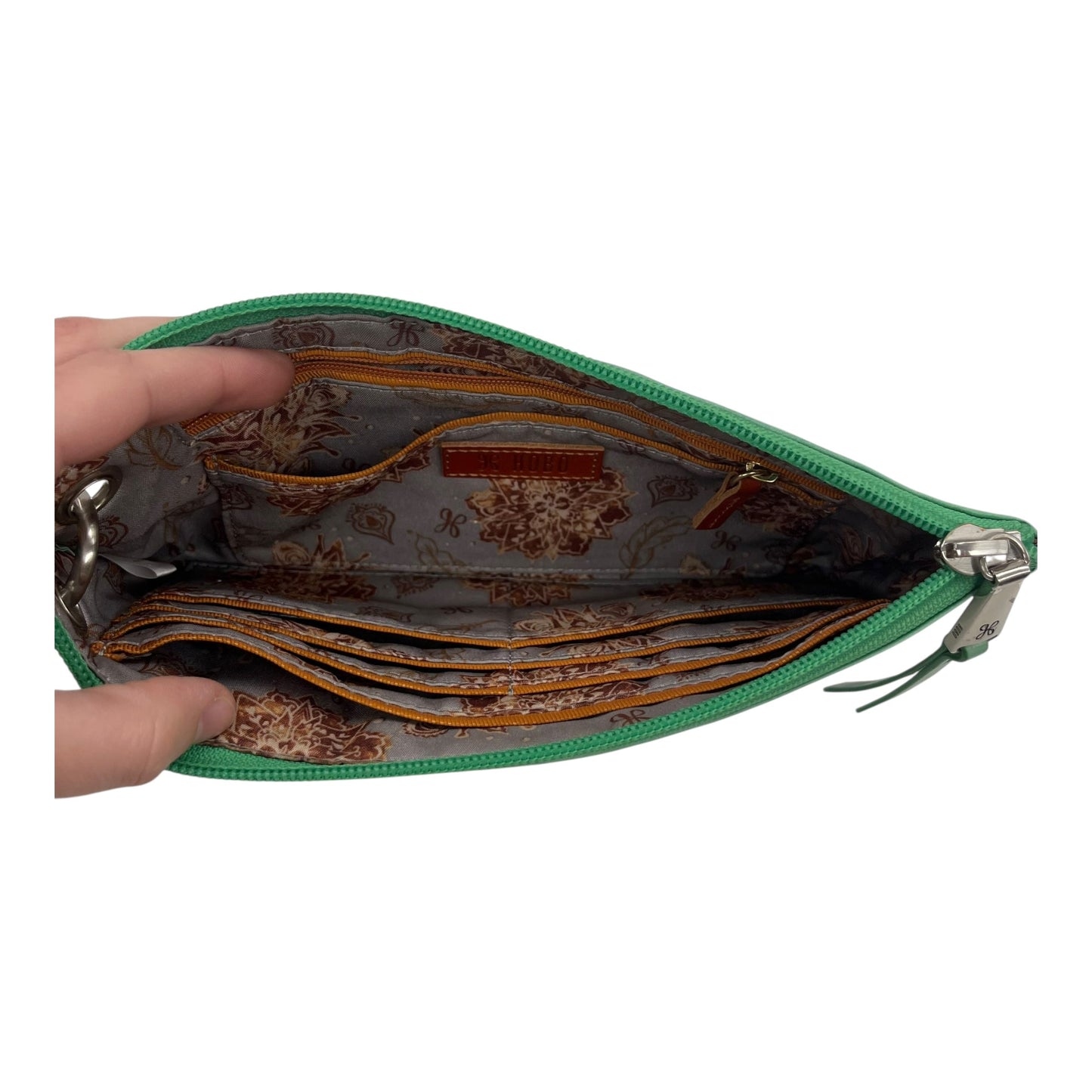 Wristlet Leather By Hobo Intl In Green, Size:Medium