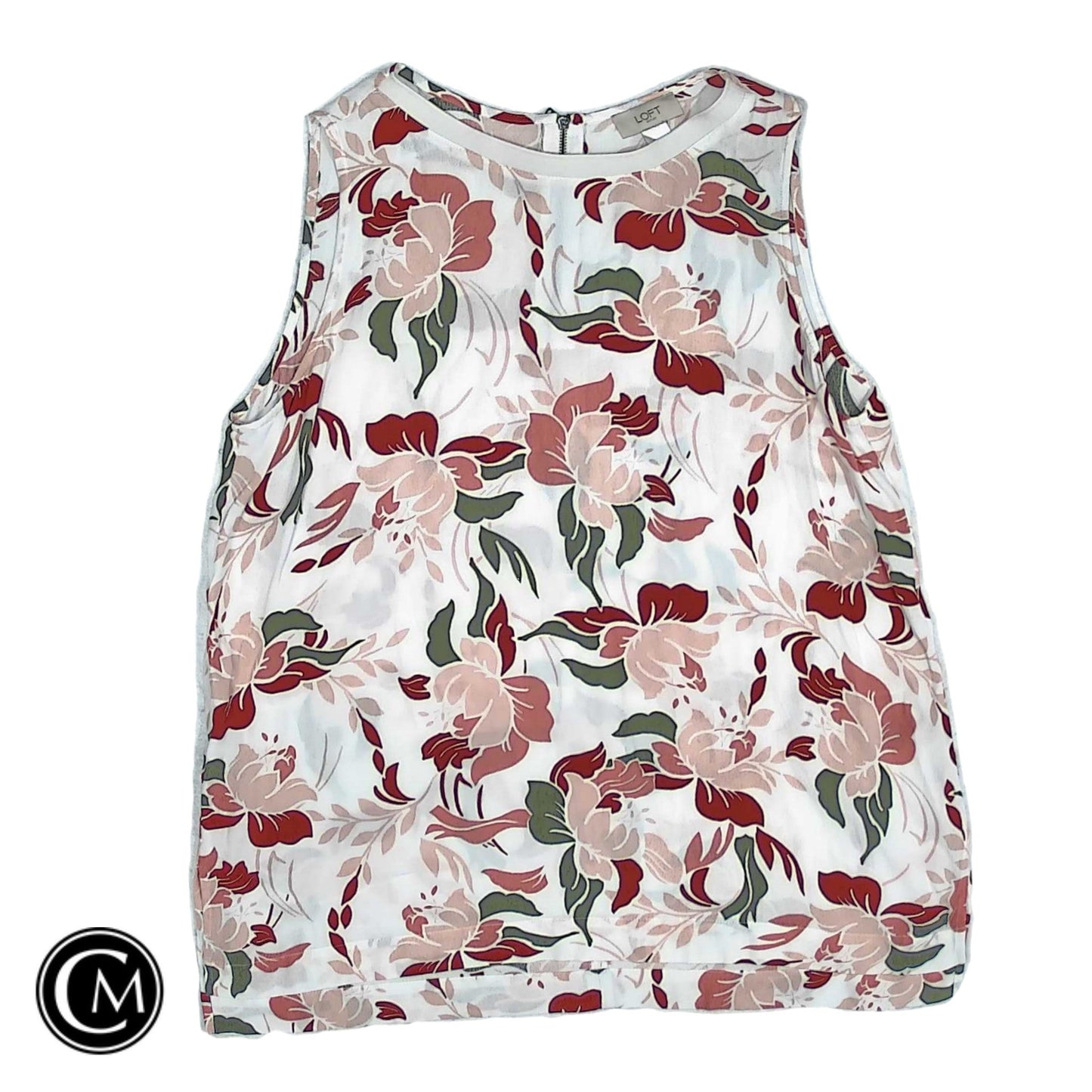 Top Sleeveless By Loft In Red & White, Size: M image 1