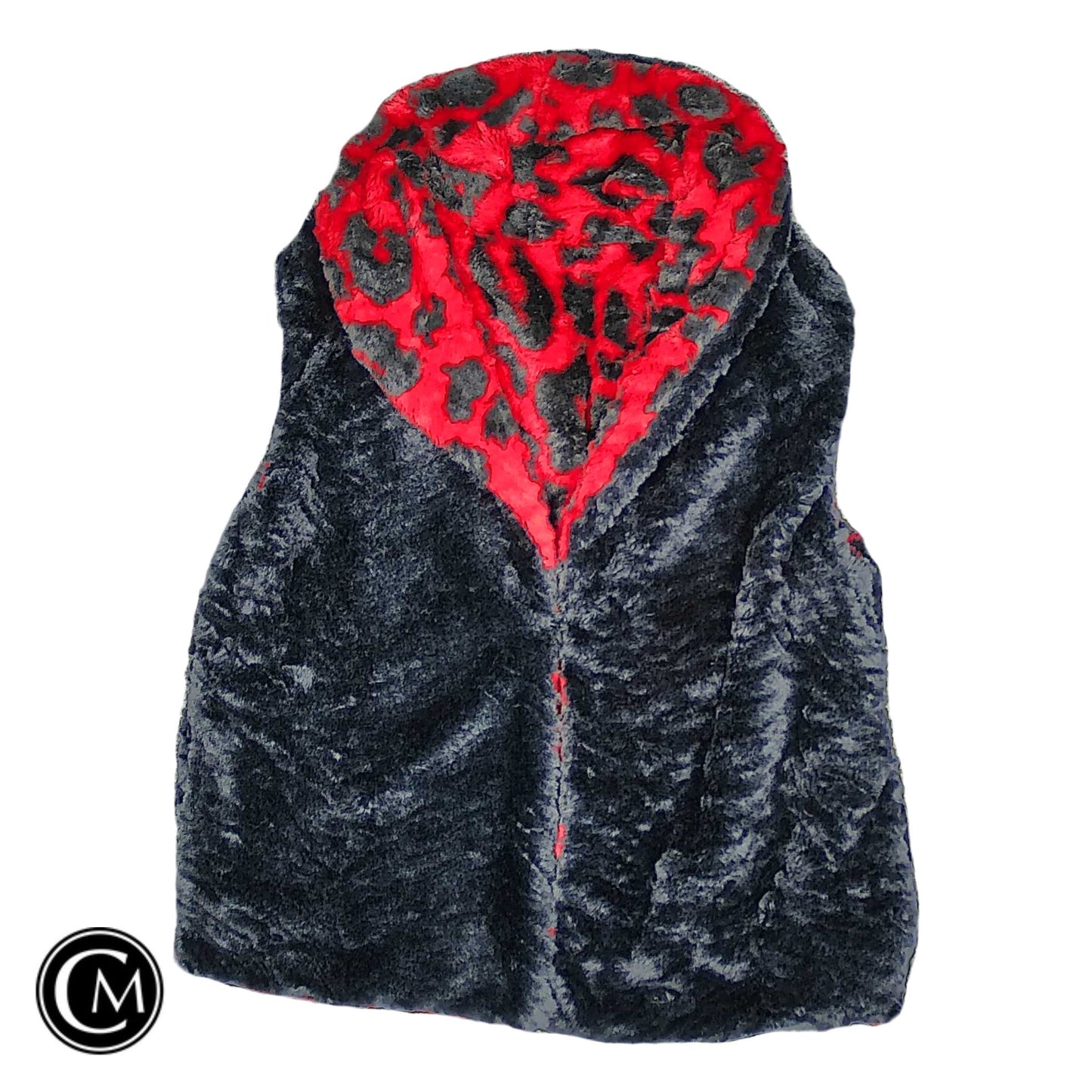 Vest Faux Fur & Sherpa By Onque In Black & Red, Size: L