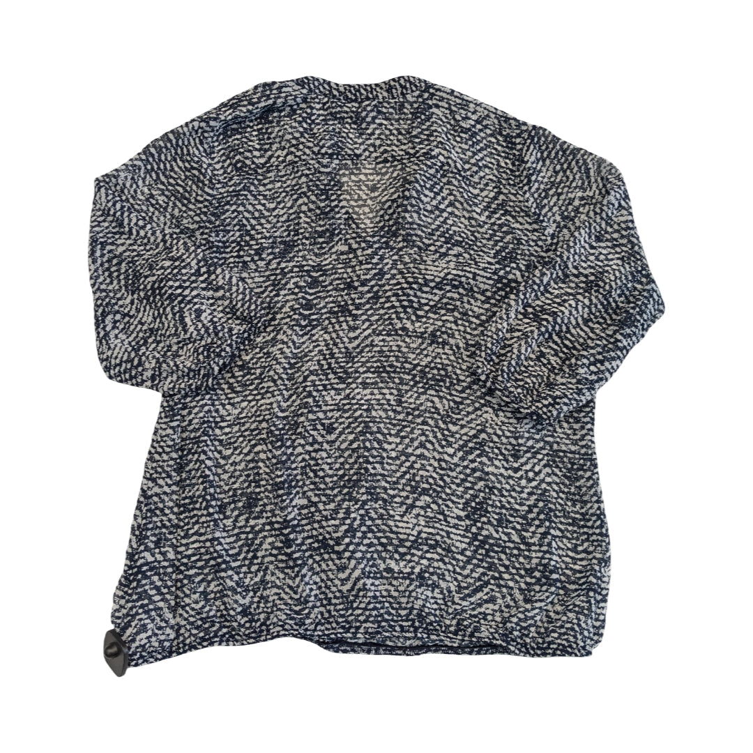 Top 3/4 Sleeve By Roz And Ali In Blue & White, Size:1X
