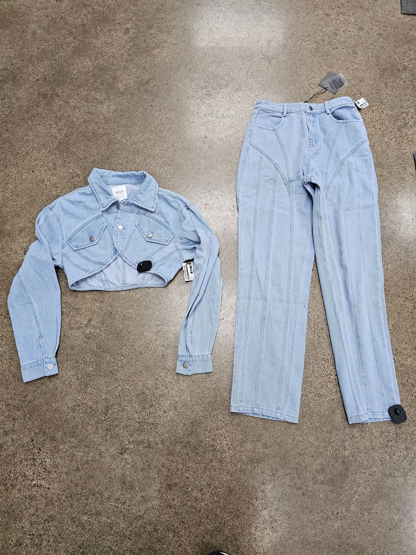 Pants Set 2Pc By Le Lis In Blue Denim, Size:S