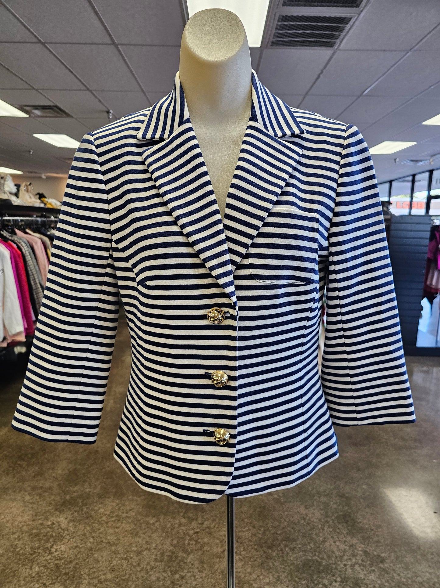Blazer By Trina By Trina Turk In Blue & White, Size:8