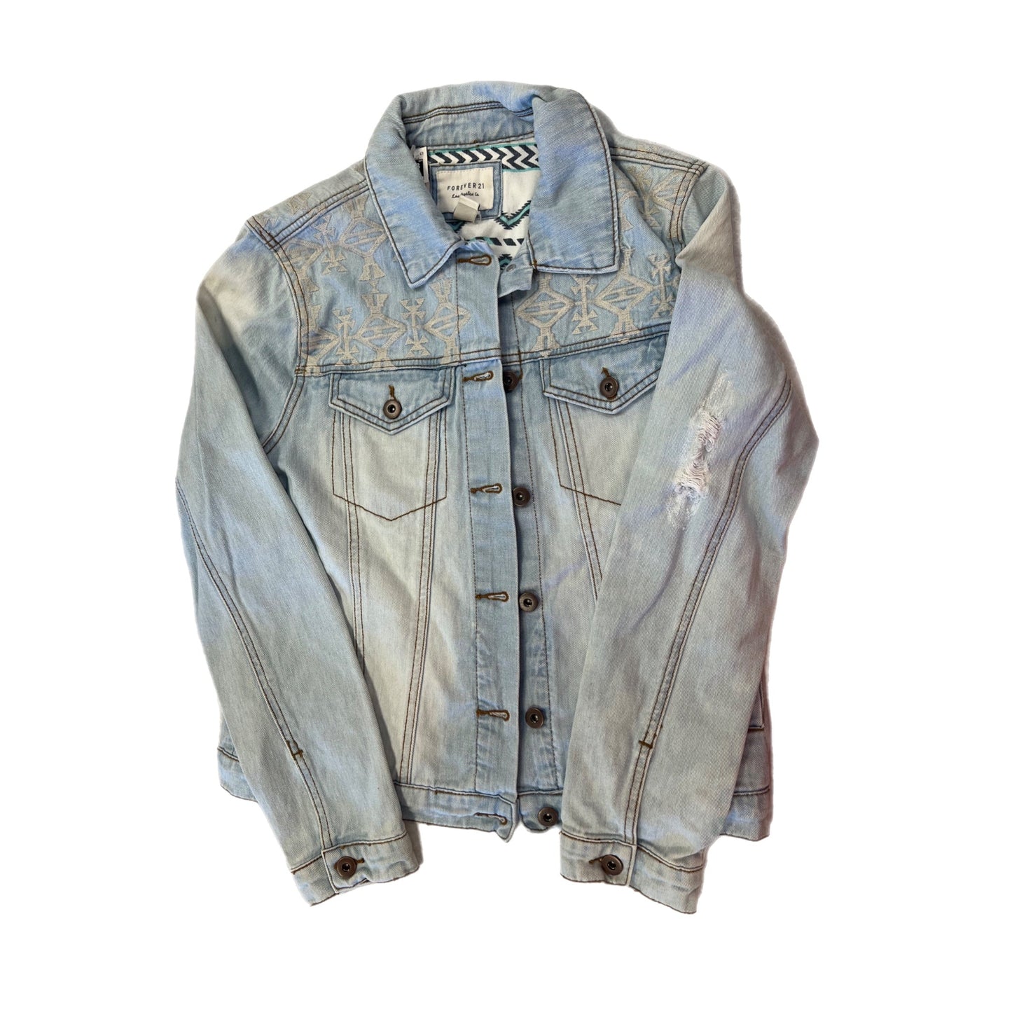 Jacket Denim By Forever 21 Size: M