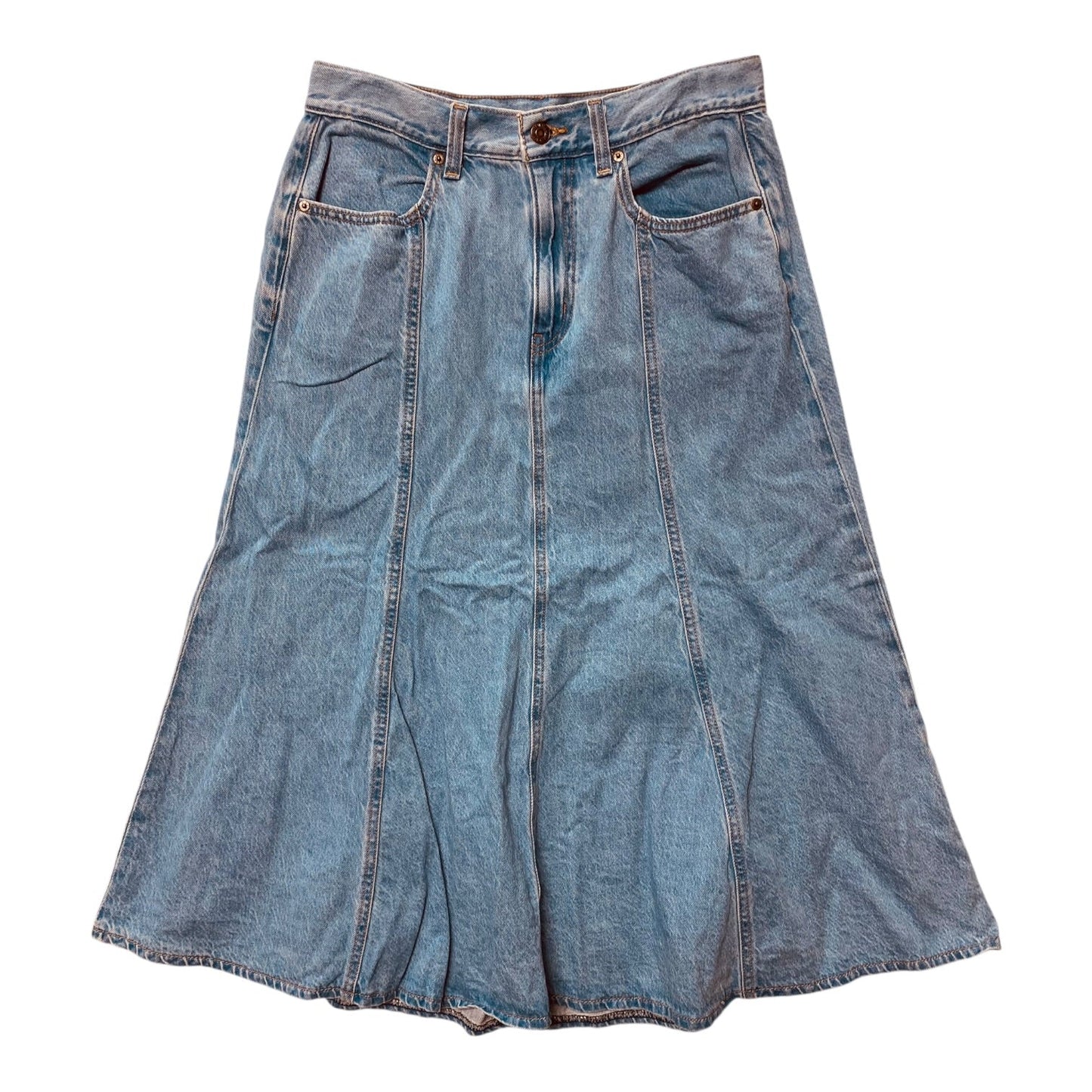 Skirt Maxi By Levis In Blue Denim, Size:10