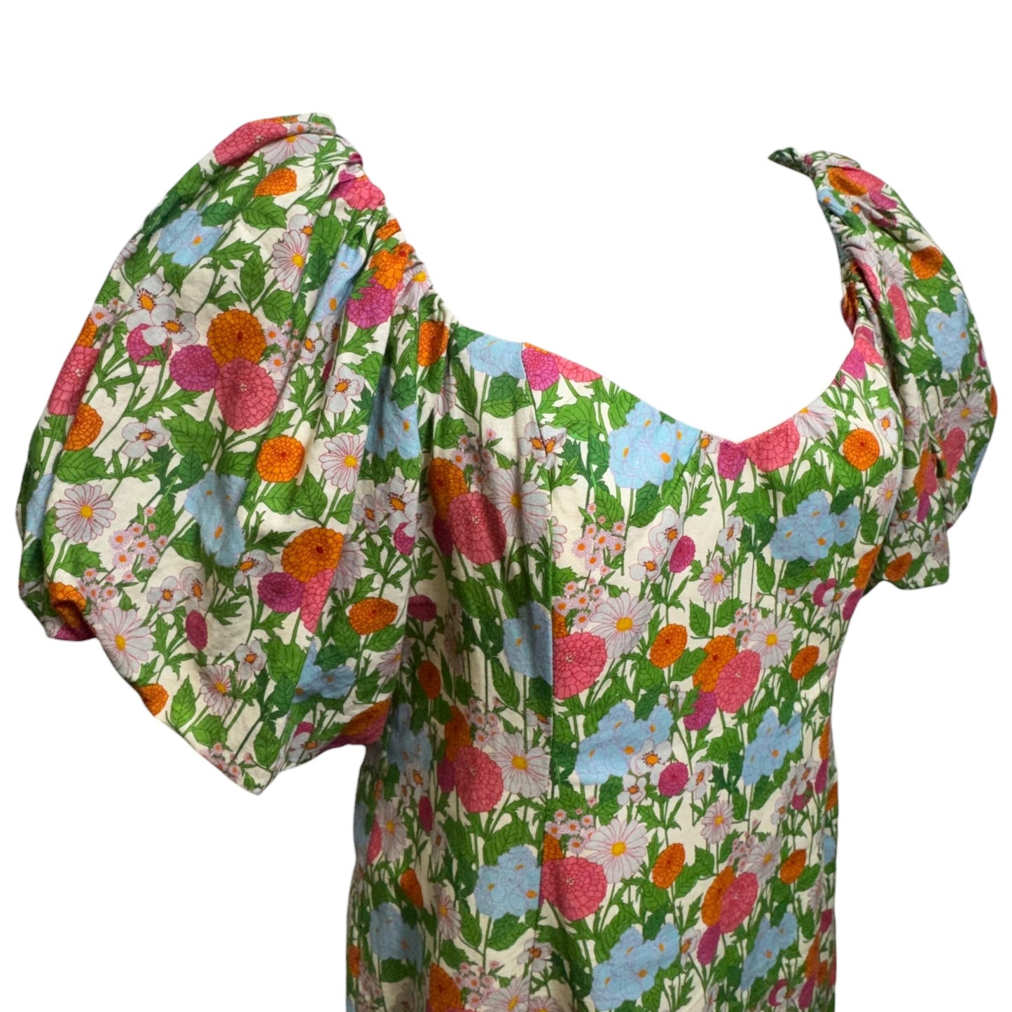 Sallie Midi Dress By Hyacinth House In Green Multi Begonia Floral Print, Size: XL