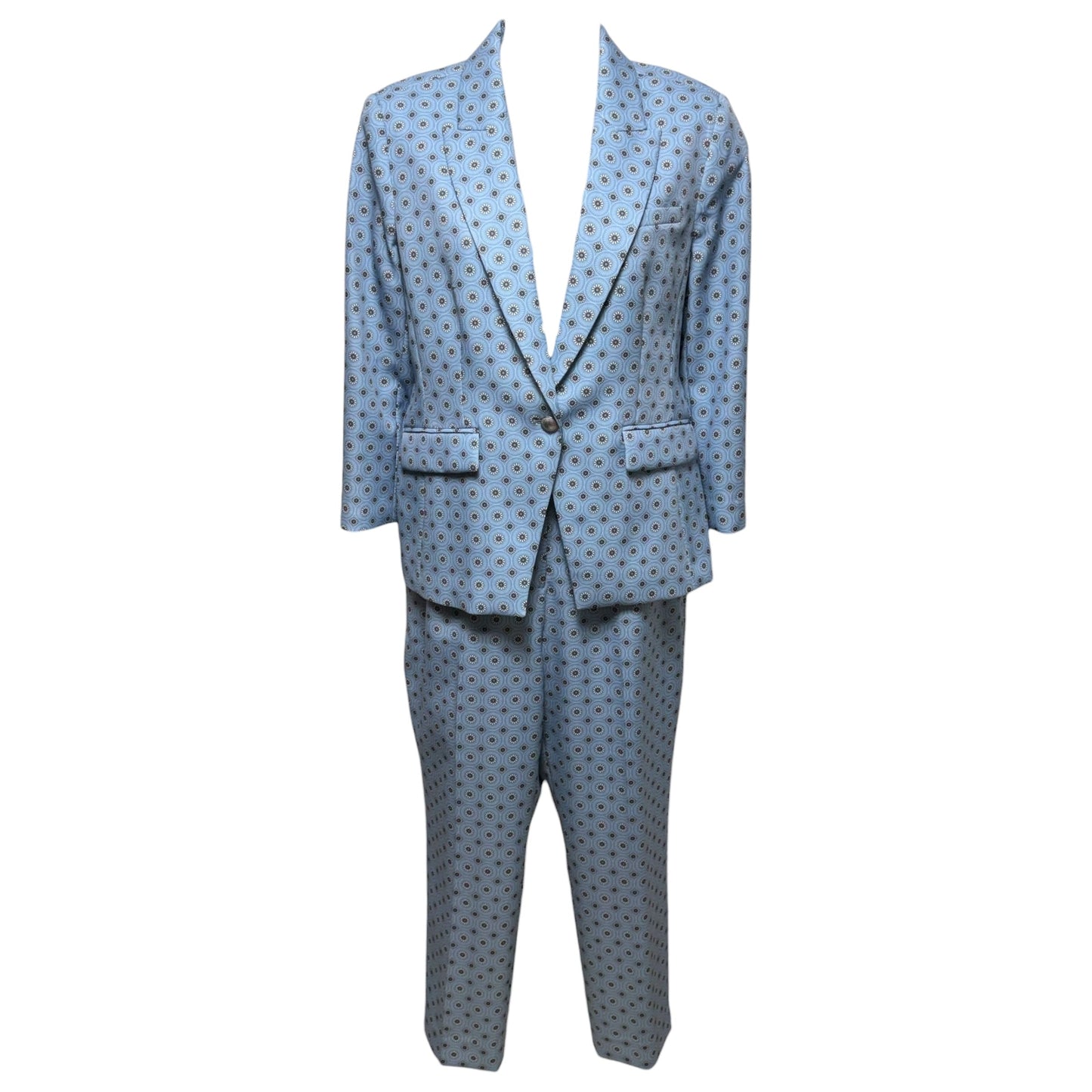 The Camryn Floral Blazer & Trouser Set 2pc By Elie Tahari In French Blue Floral Print, Size: XL ESTIMATED