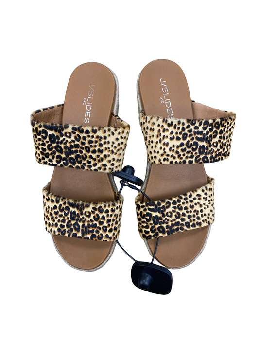 Sandals Heels Platform By J Slides In Animal Print, Size:8.5
