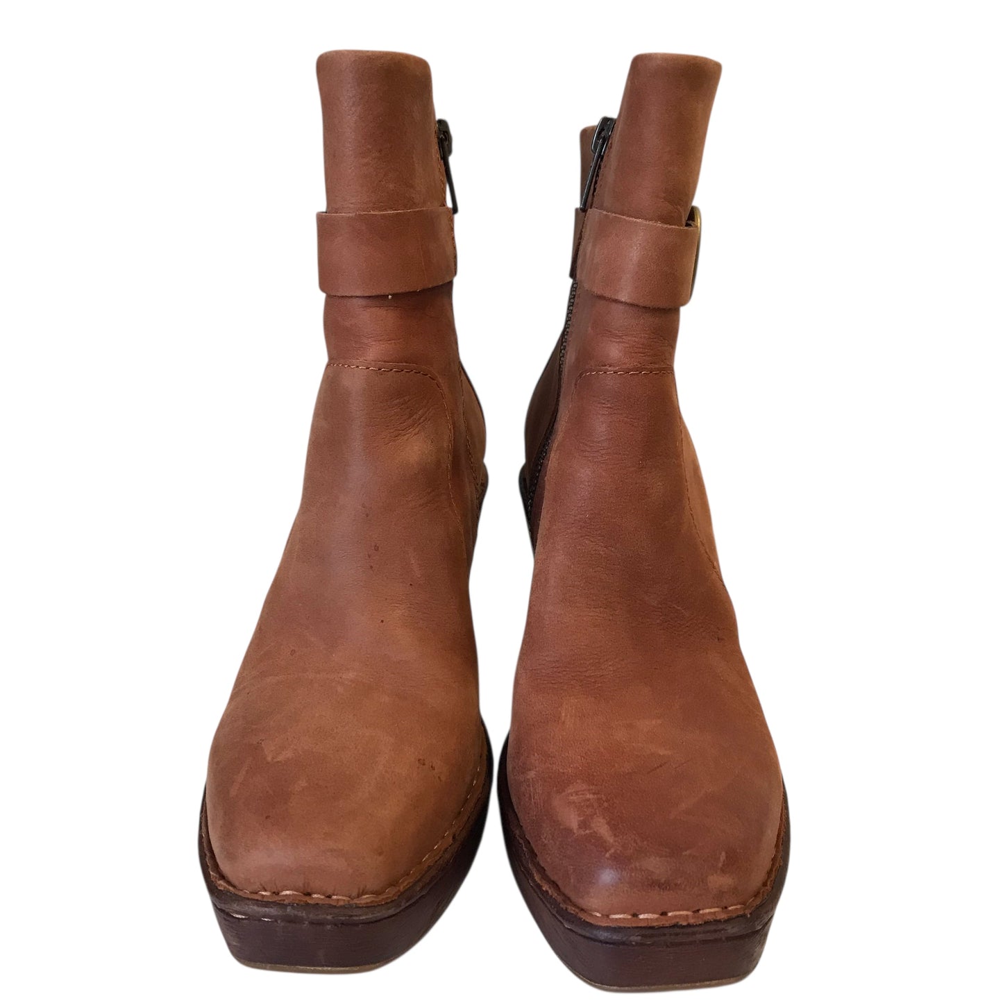 Boots Ankle Heels By Born In Brown, Size:6.5