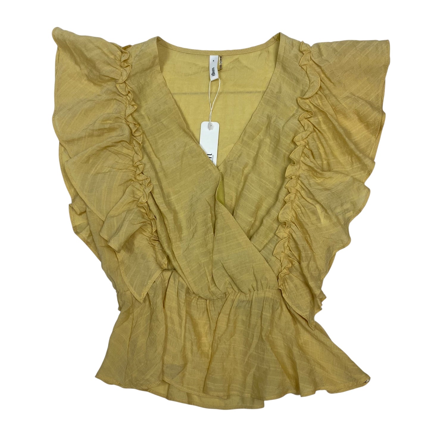 Top Sleeveless By Glam In Yellow, Size:S
