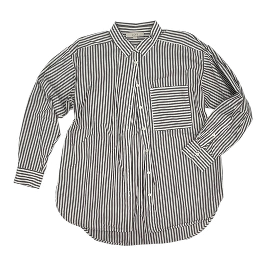 Blouse Ls By Loft In Brown & White, Size:M