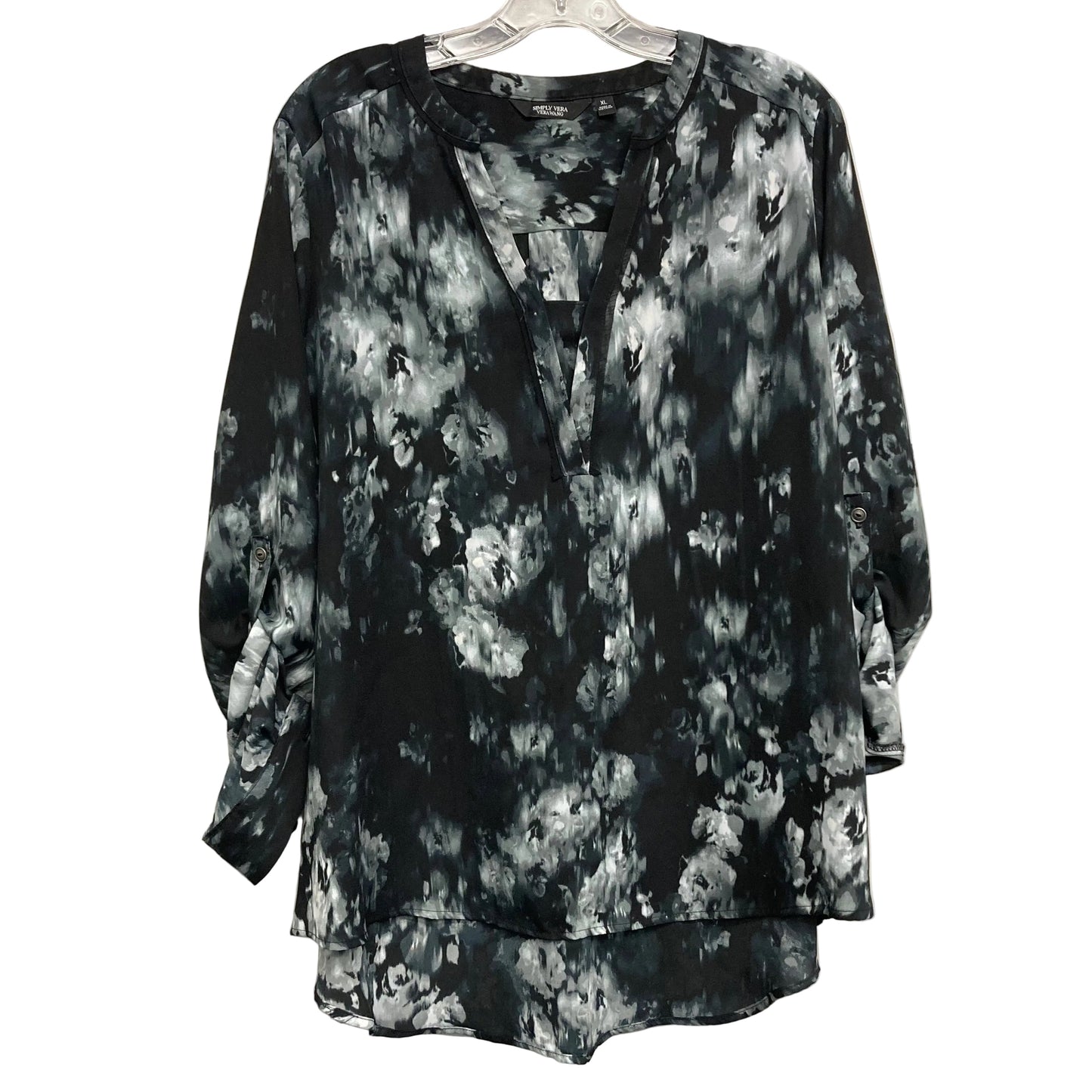 Top Ls By Simply Vera In Black & White, Size:Xl