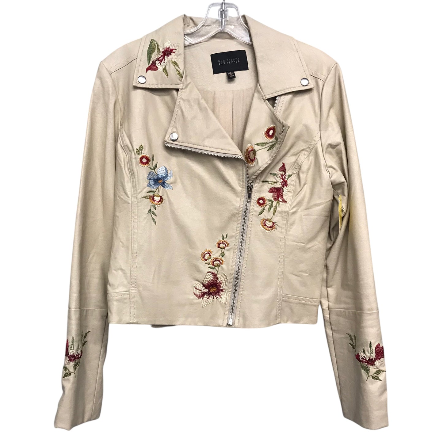Jacket Moto By Blu Pepper In Tan, Size:S