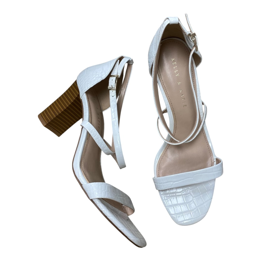 Sandals Heels Block By Kelly And Katie In White, Size:9