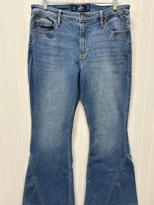 Jeans Flared By Hollister In Blue Denim, Size:12