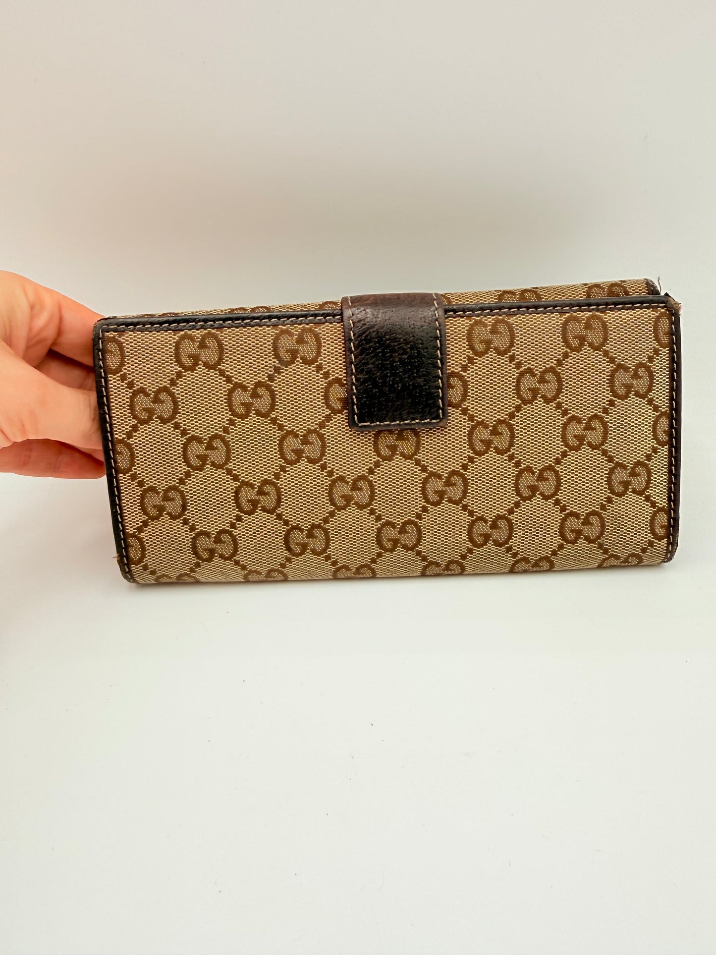 Wallet Luxury Designer By Gucci In Brown, Size:Large