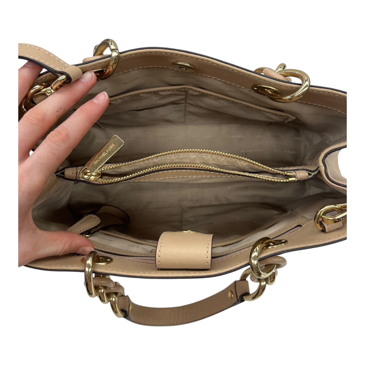 Handbag Designer By Michael Kors In Tan, Size:Large