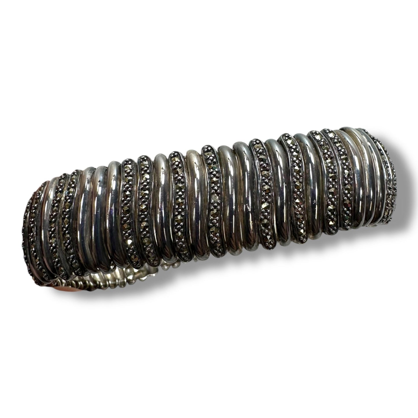 Sterling silver A925 Marcasite Stone Wave Flexible Bracelet Other By Clothes Mentor