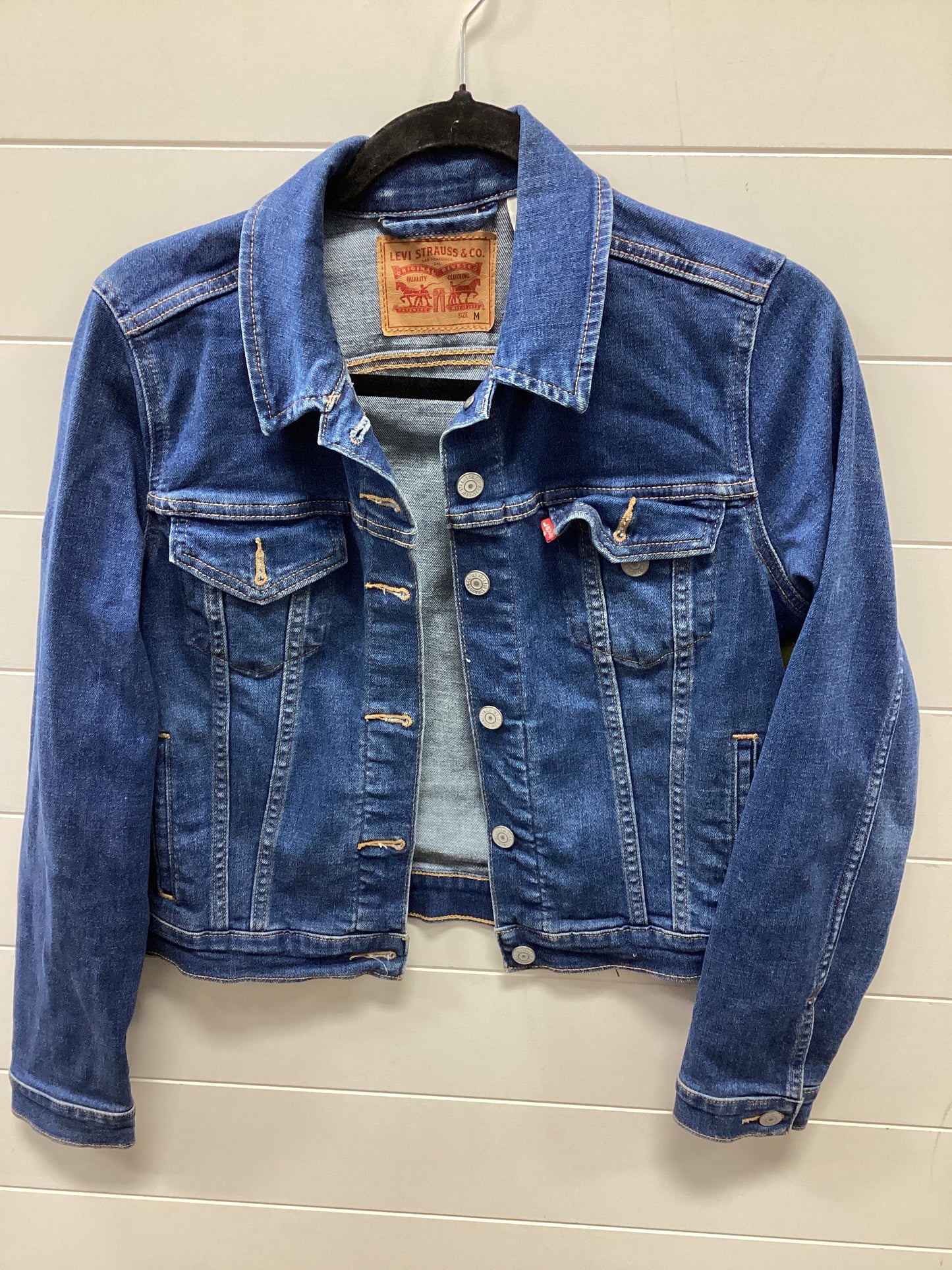 Jacket Denim By Levis In Blue Denim, Size:M