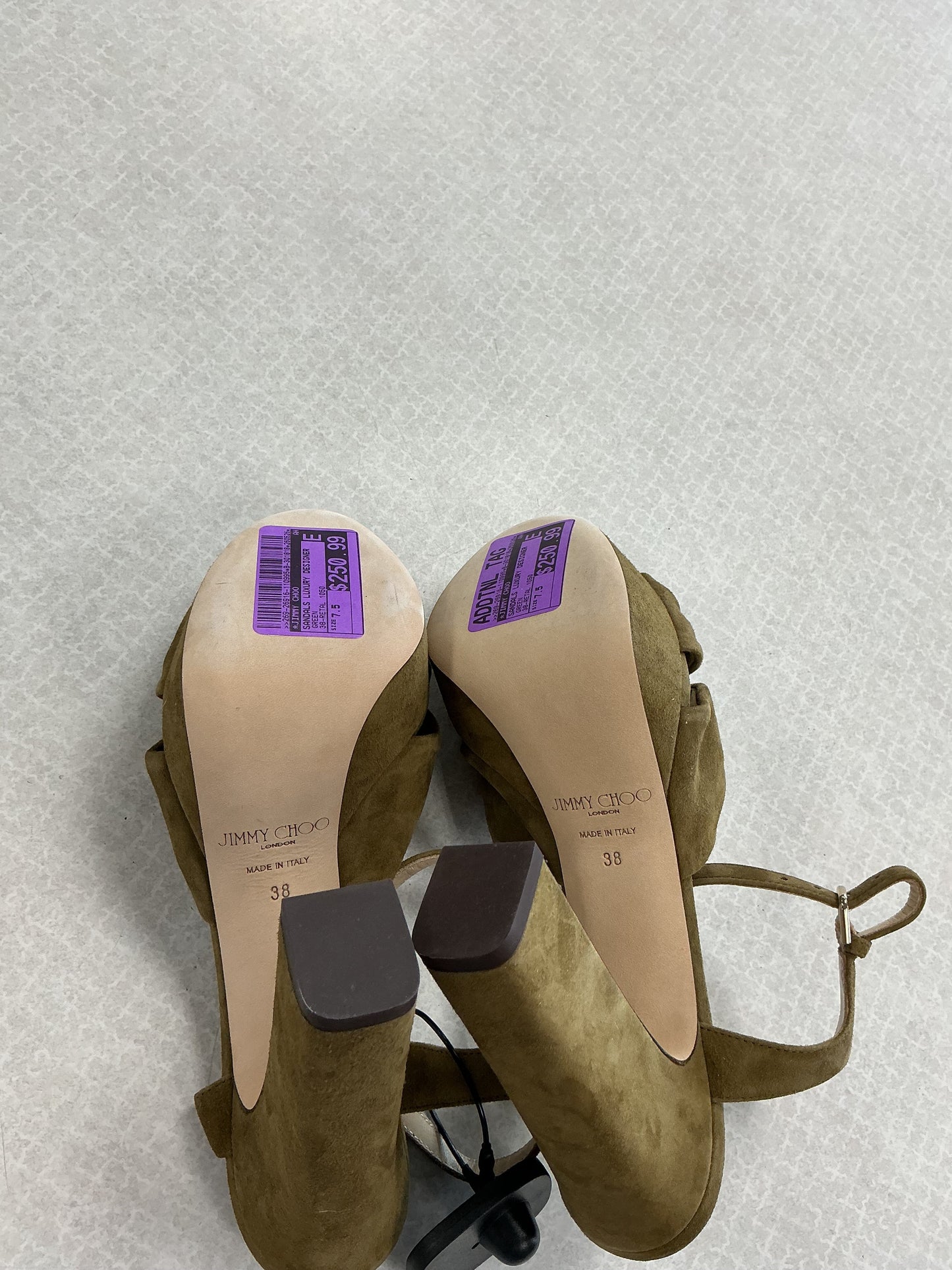Sandals Luxury Designer By Jimmy Choo In Green, Size:7.5