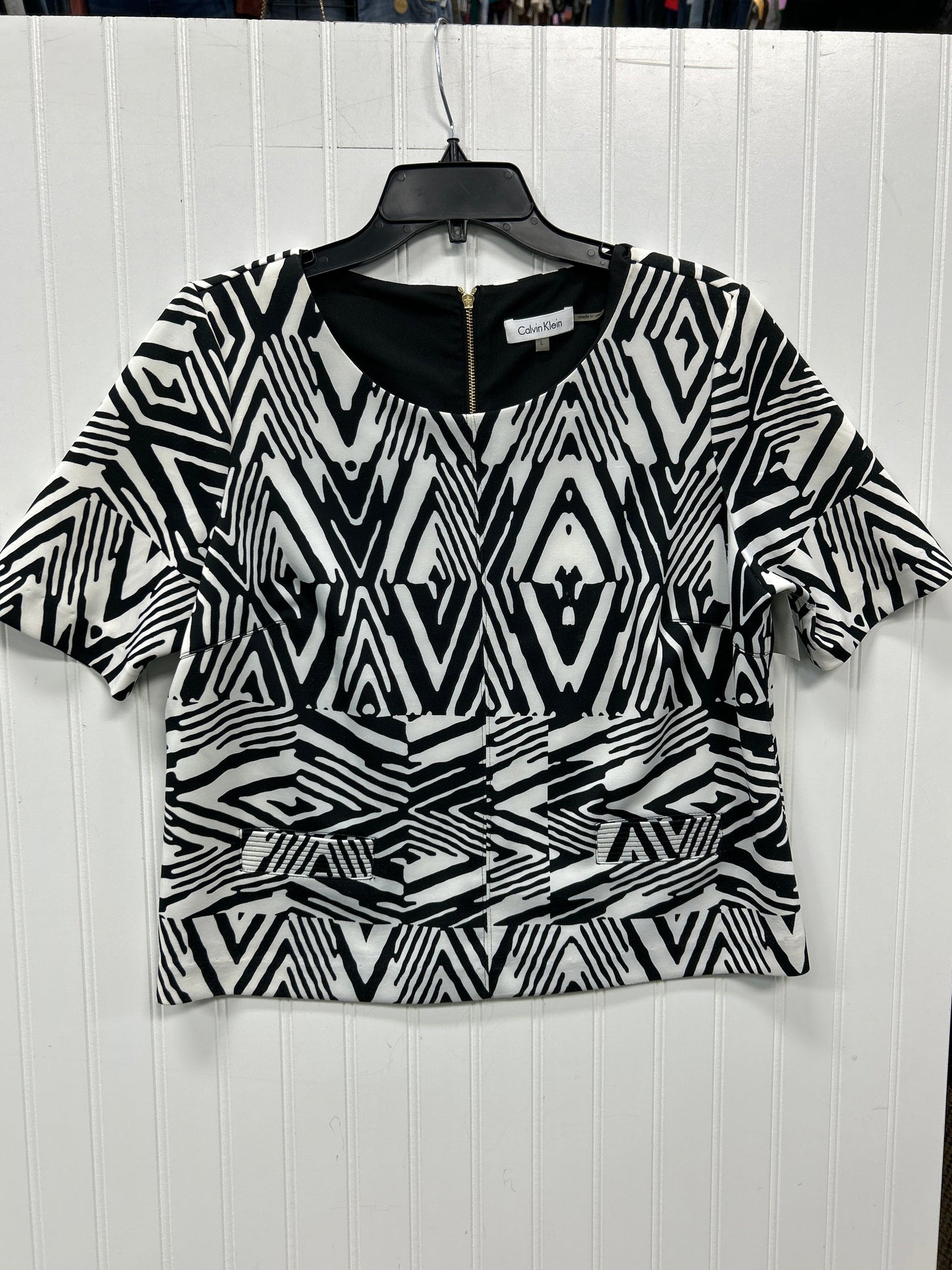 Top Ss By Calvin Klein In Black & White, Size:L