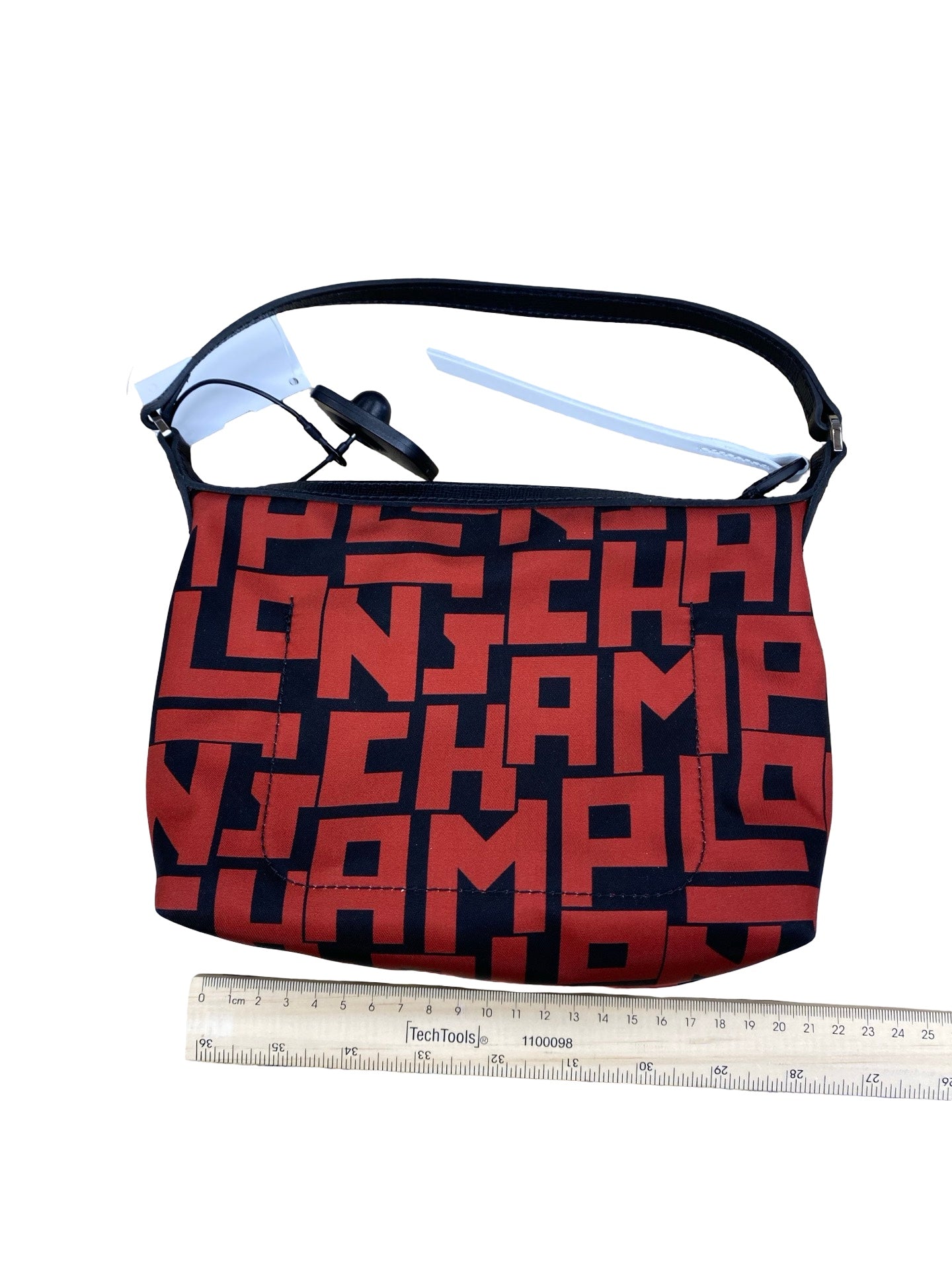 Handbag Designer By Longchamp In Black & Red, Size:Small