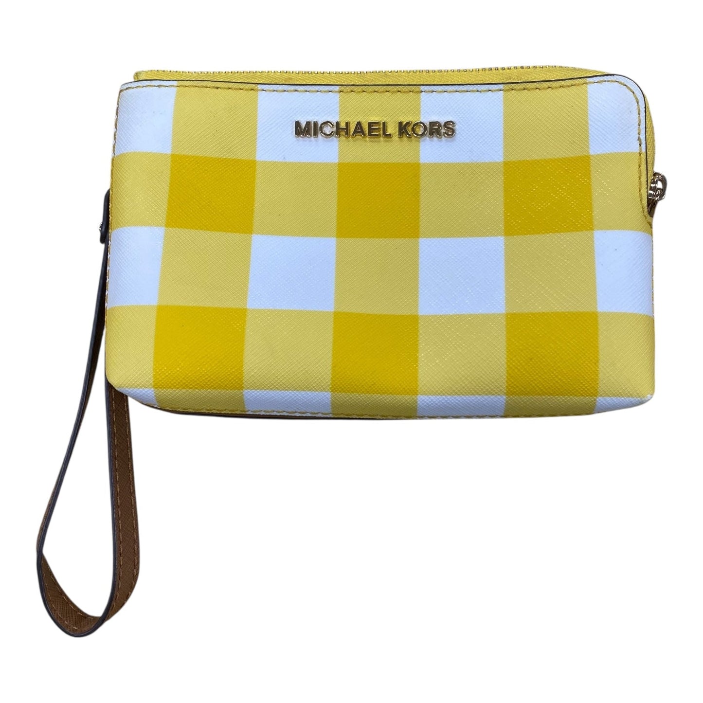 Wristlet Designer By Michael Kors In Brown & Yellow, Size:Small
