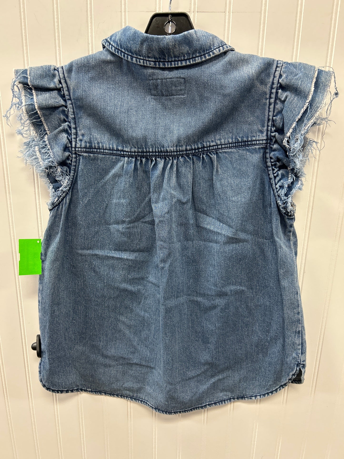 Blouse Ss By Pilcro In Blue Denim, Size:Xs