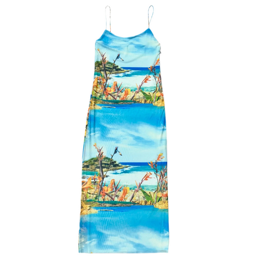 Dress Casual Midi By Zara In Tropical Print, Size: S