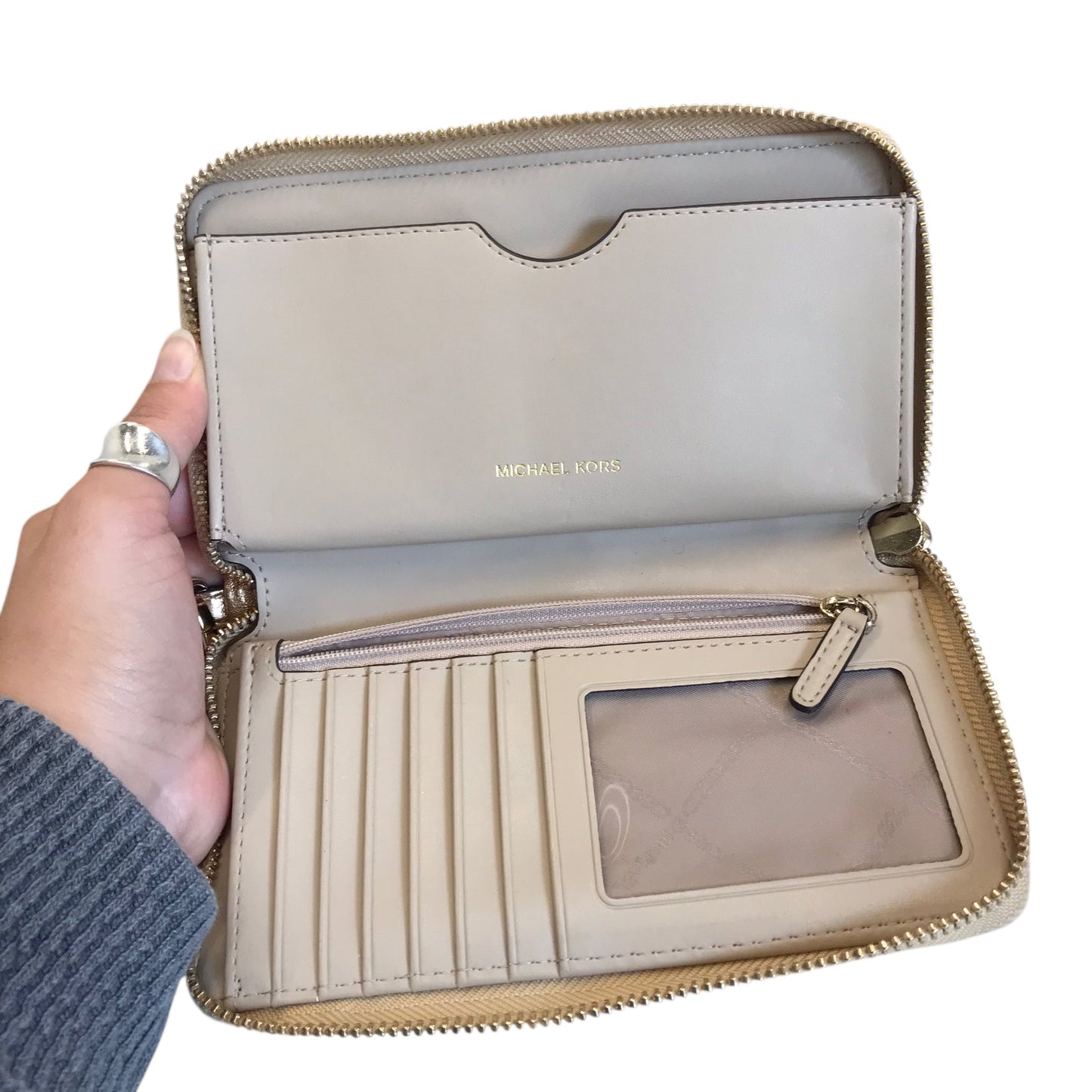 Wristlet Designer By Michael Kors In Gold, Size:Medium