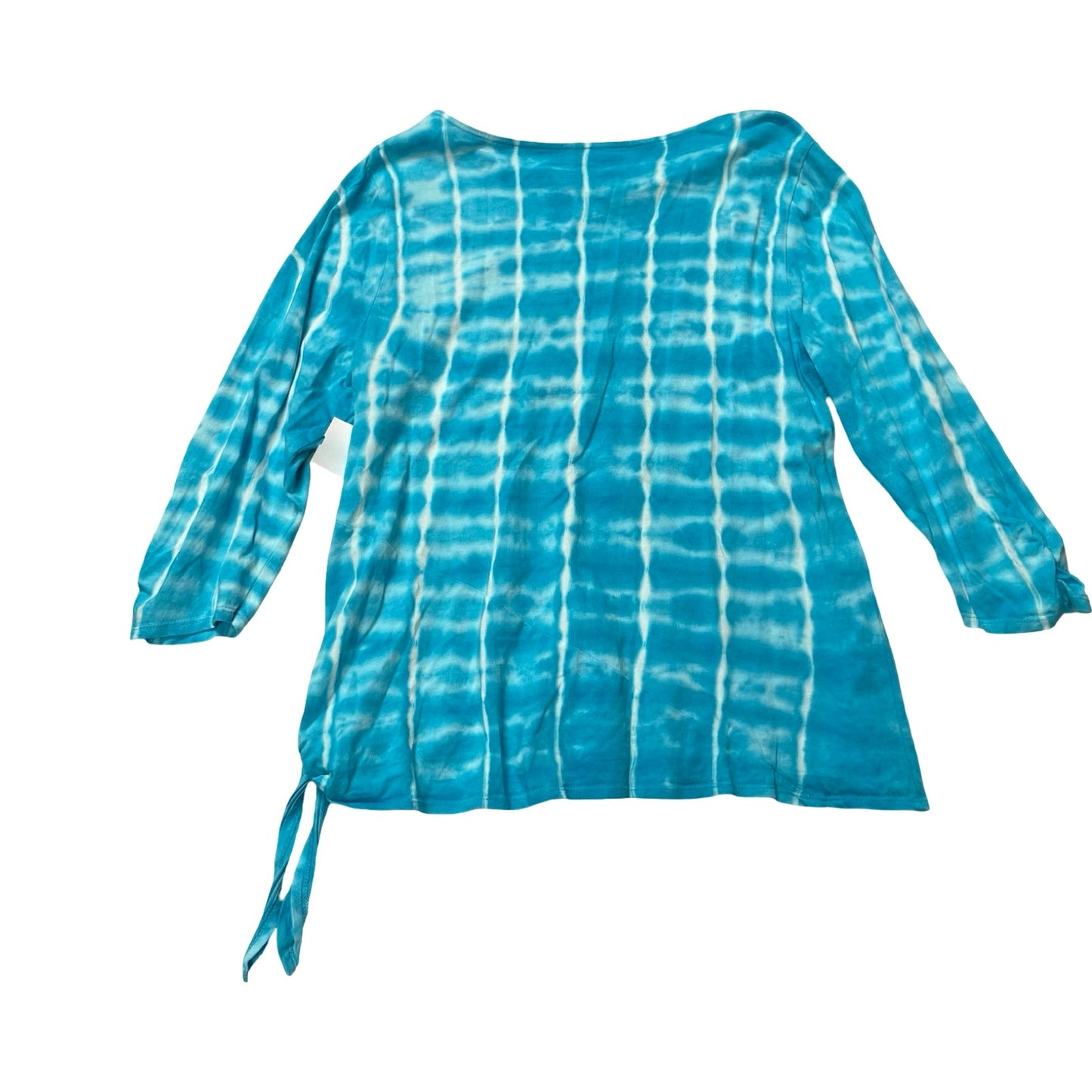 Top 3/4 Sleeve By Chicos In Blue & White, Size:Xl