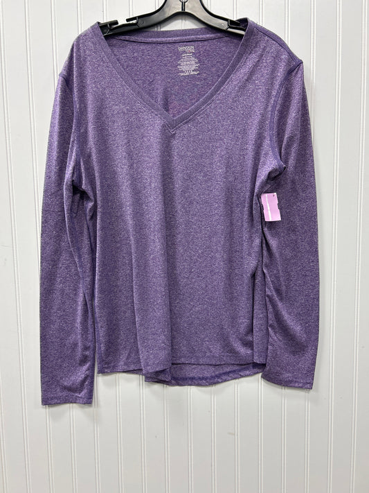 Athletic Top Ls Collar By Danskin In Purple, Size:Xl