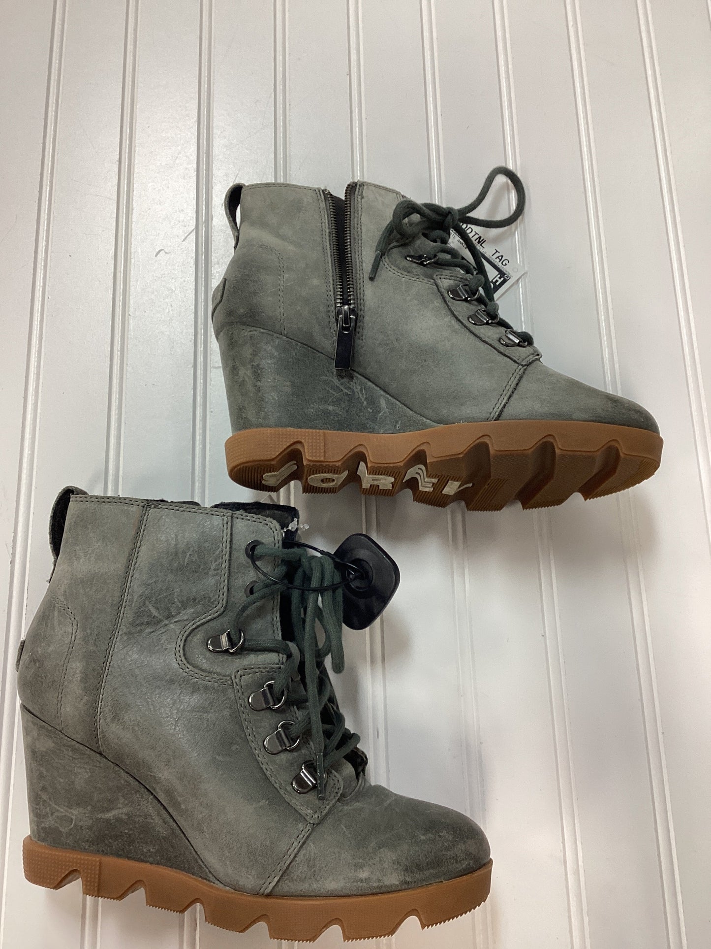 Boots Ankle Heels By Sorel In Grey, Size:8.5