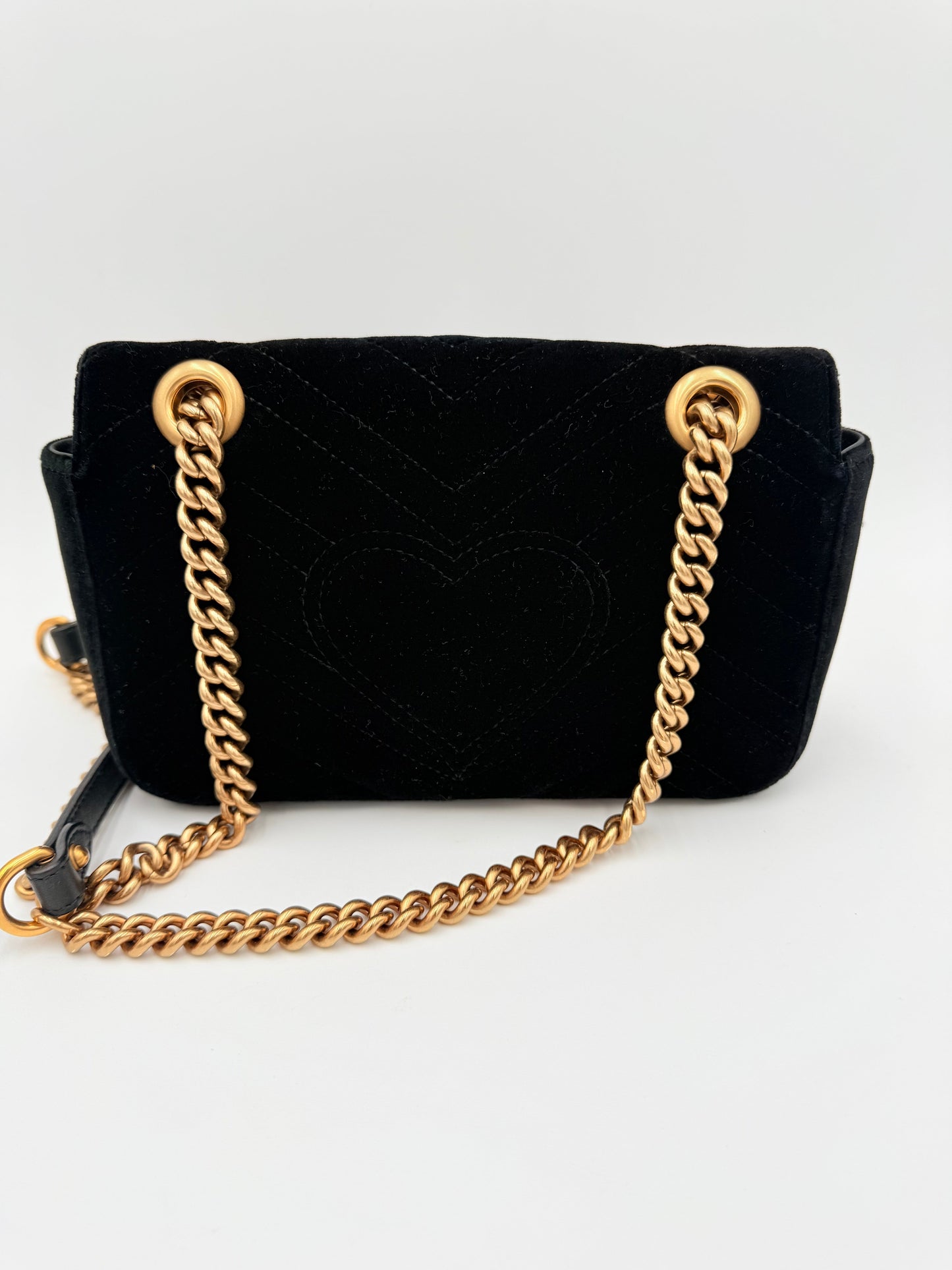 Crossbody Luxury Designer By Gucci In Black & Gold, Size:Small